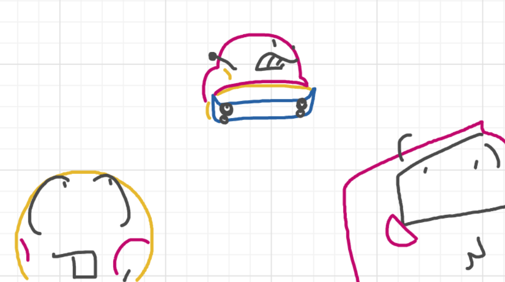 A panel from Running Duos, episode four of the Board Boards object show by Furretwalk/WalkingFurret.